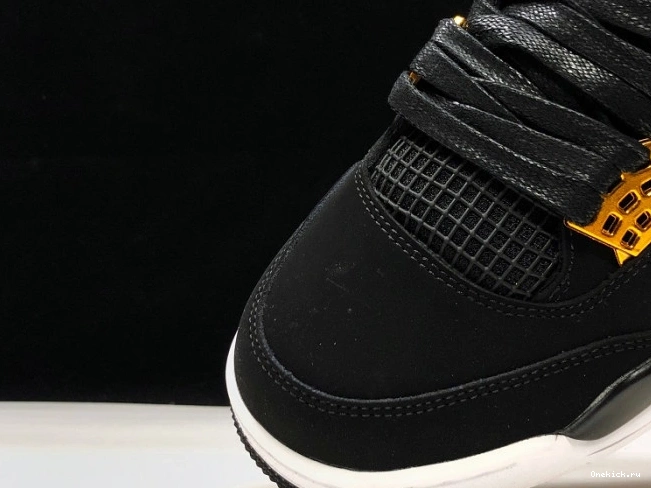 One Kick Jordan Royalty Air Black 4 Metallic Gold-White 308497-032 0814